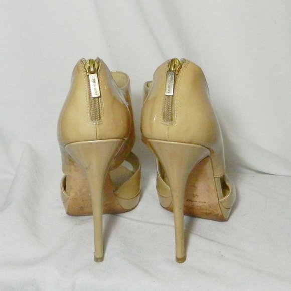 Jimmy Choo Nude Patent Peep Toe Pumps Eu 40 - Picture 3 of 9